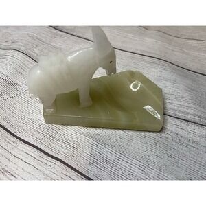 Carved Onyx & Marble Donkey Figurine Ashtray Rustic Decorative Trinket